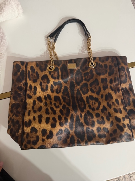 Dolce & Gabbana Handbags - Dolce & Gabbana Leopard Print Chain Tote - Brown & Black